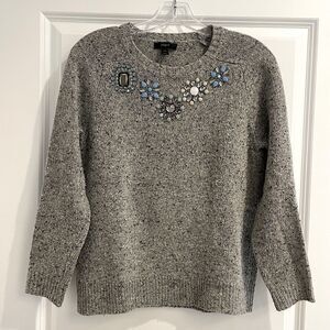 EUC J. Crew Sweater with Beaded Neckline Sz. XS
